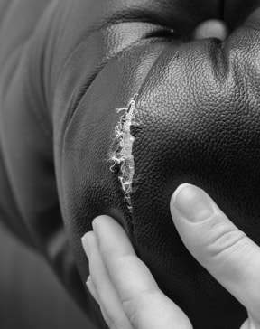 張地が破れたソファの写真